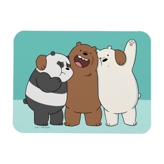 We Bare Bears Group Hug Magnet (Horisontell)