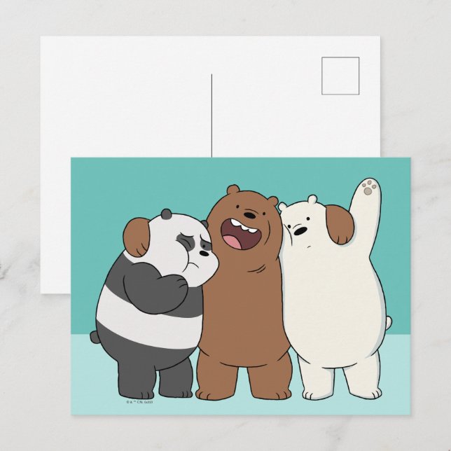 We Bare Bears Group Hug Vykort (Fram/baksida)