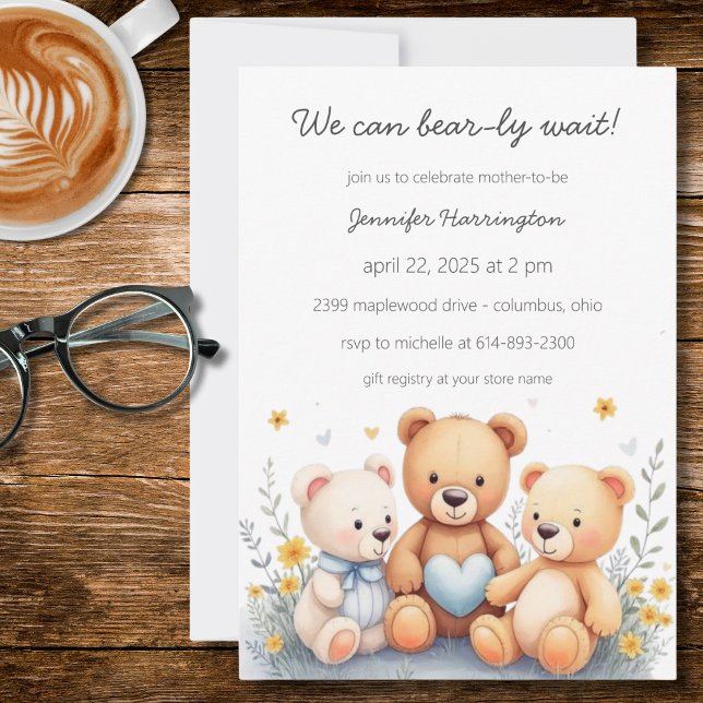 We Can Bear-ly Wait Baby Shower Invitation Inbjudningar (Skapare uppladdad)