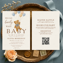 We Can Bearly Wait All in One Baby Boy Shower Inbjudningar