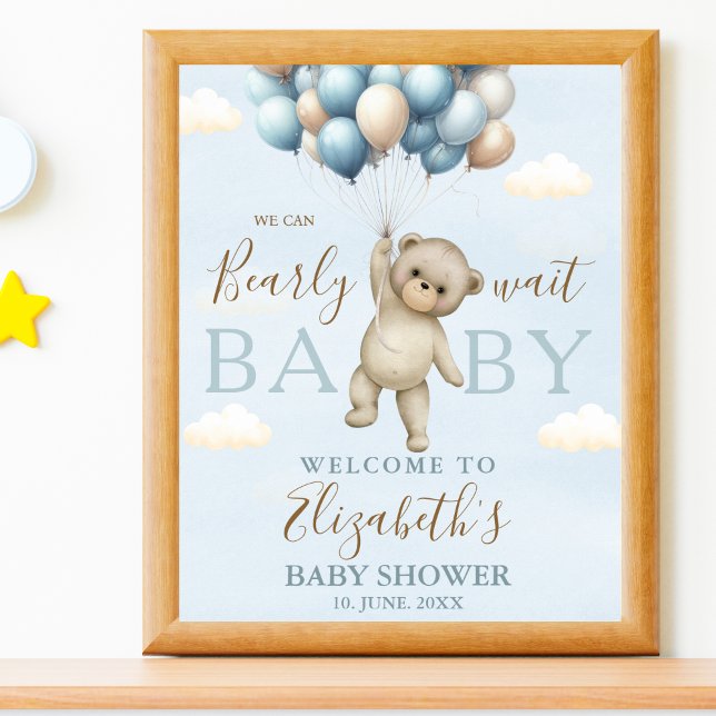 We Can Bearly Wait Baby, Bear Baby Shower Boy Poster (Skapare uppladdad)