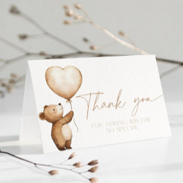 We Can Bearly Wait Baby Shower Beige Thank You Tack Kort