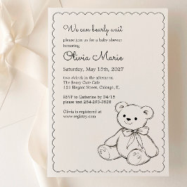 "We Can Bearly Wait" Baby Shower Gender Neutral Inbjudningar