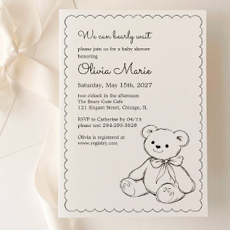 "We Can Bearly Wait" Baby Shower Gender Neutral Inbjudningar