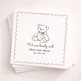 "We Can Bearly Wait" Baby Shower Gender Neutral Pappersservett