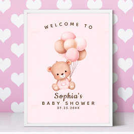 We can Bearly Wait, Baby Shower Girl Poster