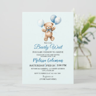We Can Bearly Wait Baby Shower  Invitation Inbjudningar