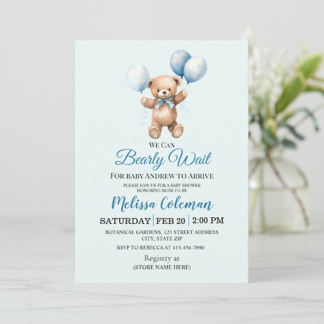 We Can Bearly Wait Baby Shower  Invitation Inbjudningar (Stående Fram)