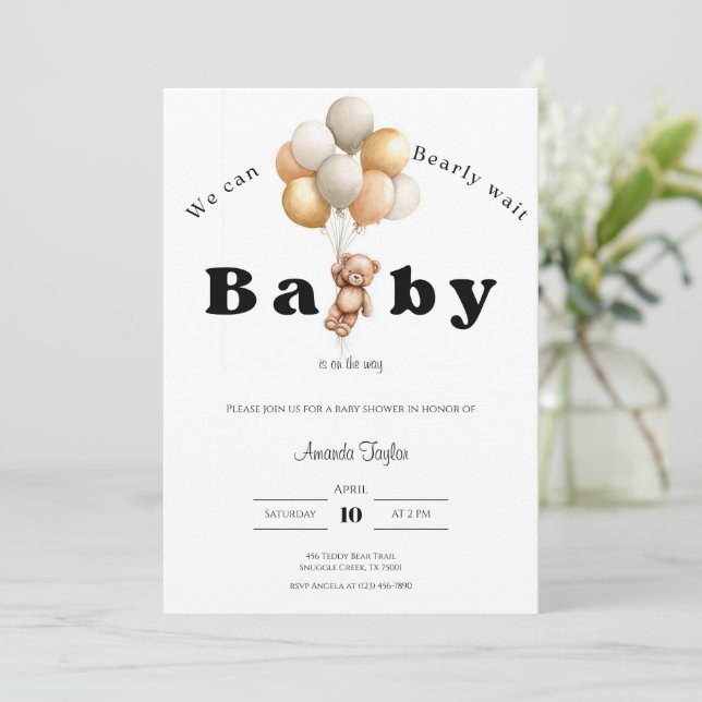 We Can Bearly Wait Baby Shower Invitation Inbjudningar (Stående Fram)