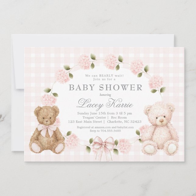 We can bearly wait baby shower invitation inbjudningar (Framsida)