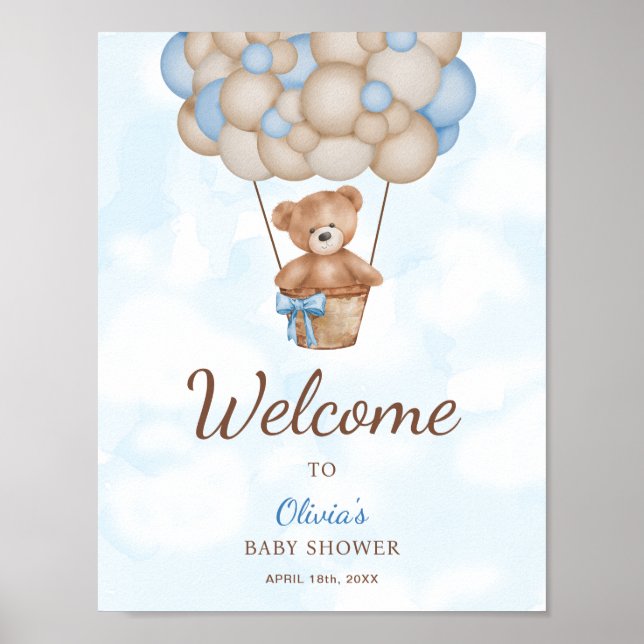 We Can Bearly Wait Baby Shower Welcome Sign Poster (Framsidan)