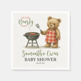 We Can Bearly Wait BBQ Baby Shower Boy Pappersservett