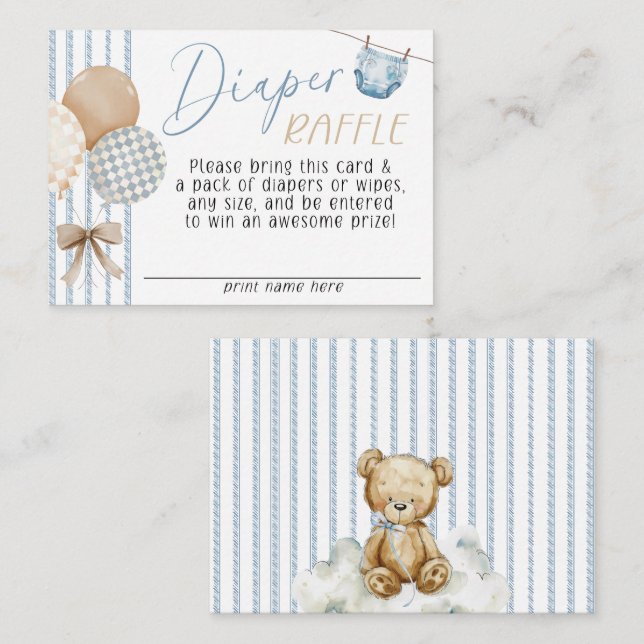 We Can Bearly Wait Bear Baby Shower Diaper Raffle Tilläggskort (Fram/baksida)