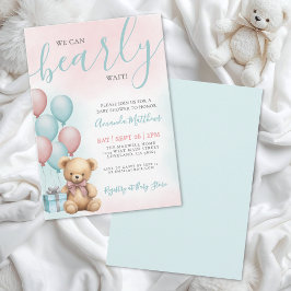 We Can Bearly Wait Bear Baby Shower Inbjudningar