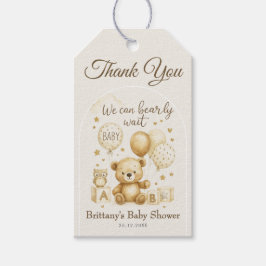 We Can Bearly Wait Bear Baby Shower Presentetikett