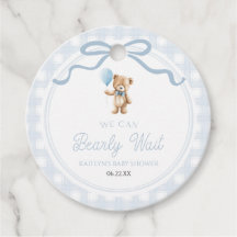 We Can Bearly Wait Blue Teddy Bear Baby Shower