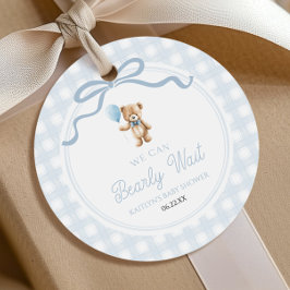 We Can Bearly Wait Blue Teddy Bear Baby Shower Gåvor Etiketter
