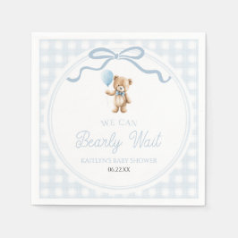 We Can Bearly Wait Blue Teddy Bear Baby Shower Pappersservett