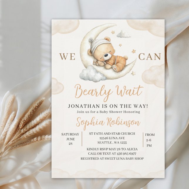 We Can Bearly Wait Boho Teddy Bear Baby Shower  Inbjudningar (Skapare uppladdad)