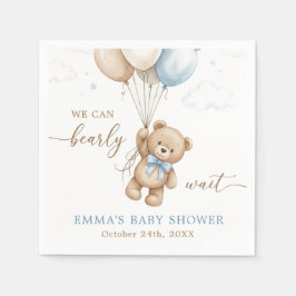 We Can Bearly Wait Boy Baby Shower Custom Pappersservett