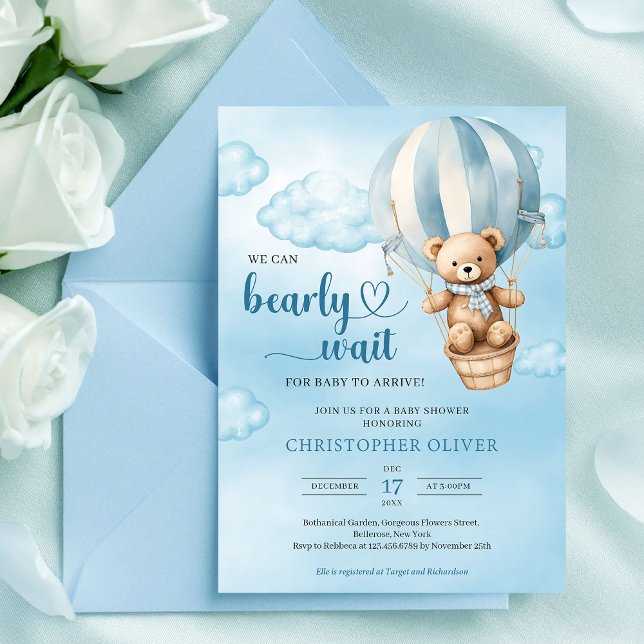 We can bearly wait boy baby shower invitation inbjudningar (We can bearly wait boy baby shower invitation)