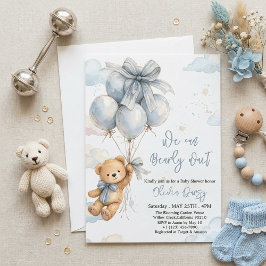 We Can Bearly Wait Boy Baby Shower Invitation Inbjudningar