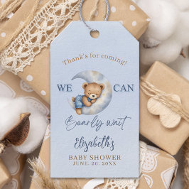 We can Bearly wait - Cute Bear Baby shower boy Presentetikett