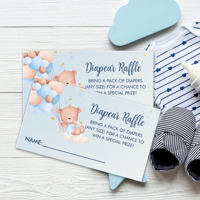 We Can Bearly Wait Cute Bear Boy Baby Shower Tilläggskort (Skapare uppladdad)