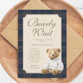 We Can Bearly Wait Cute Cub Teddy Bear Baby Shower Inbjudningar