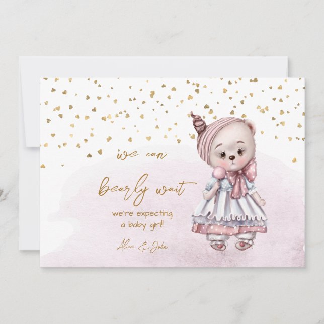 We Can Bearly Wait Cute Stuffed Animal Pregnancy Meddelande (Framsida)