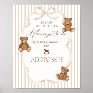 We Can Bearly Wait Elegant Baby Shower addressee Poster