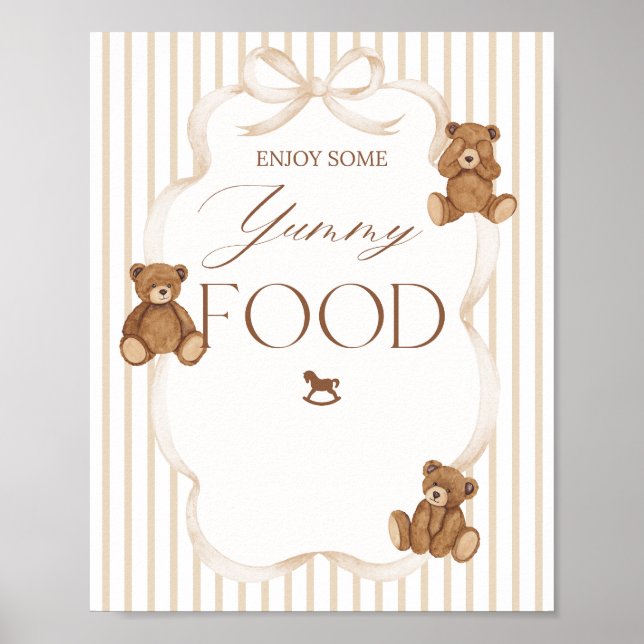 We Can Bearly Wait Elegant Baby Shower food Poster (Framsidan)