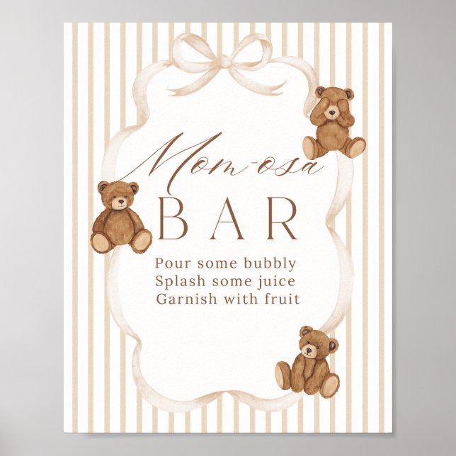 We Can Bearly Wait Elegant Baby Shower momosa Poster (Framsidan)