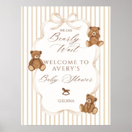 We Can Bearly Wait Elegant Baby Shower Poster