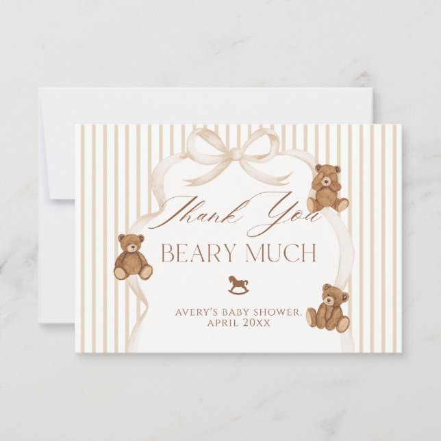 We Can Bearly Wait Elegant Baby Shower Tack Kort (Framsida)
