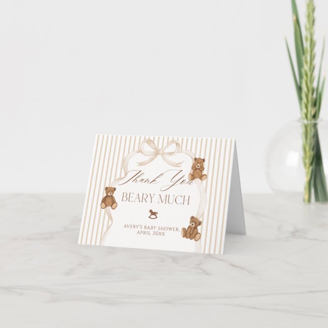 We Can Bearly Wait Elegant Baby Shower Tack Kort (Framsida)