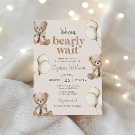 We Can Bearly Wait Elegant Teddy Bear Baby Shower Inbjudningar