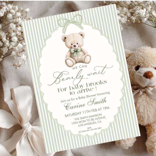 We Can Bearly Wait Gender Neutral Baby Shower Inbjudningar (Skapare uppladdad)