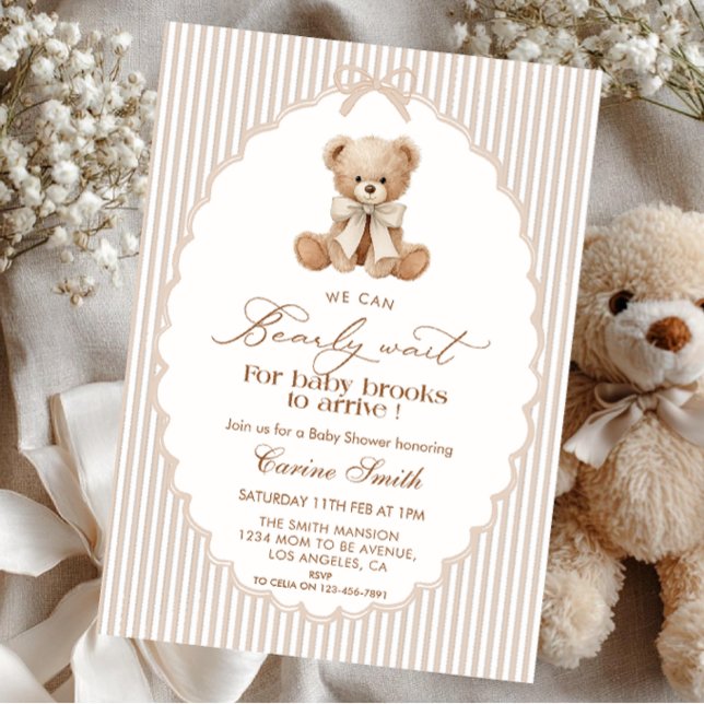 We Can Bearly Wait Gender Neutral Baby Shower Inbjudningar (Skapare uppladdad)