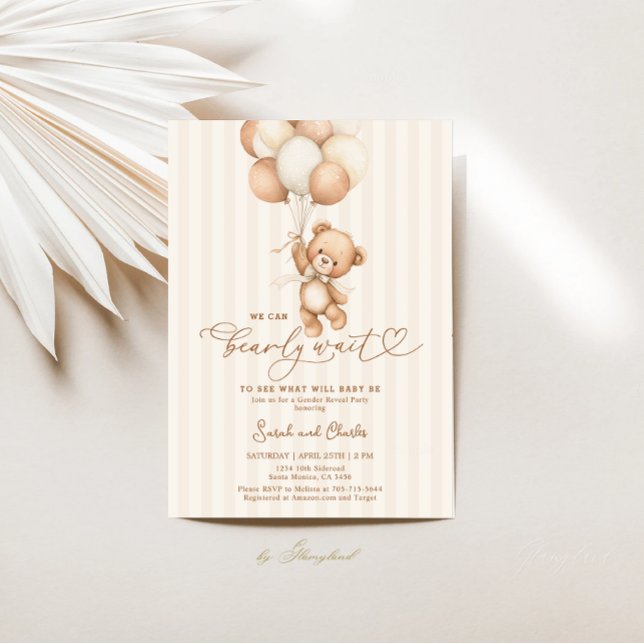 We Can Bearly Wait Gender Reveal Neutral colors Inbjudningar (Skapare uppladdad)