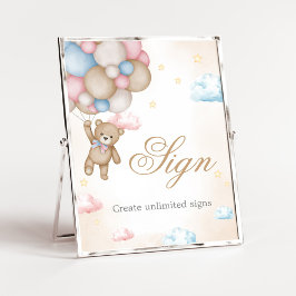 We Can Bearly Wait Gender Reveal Sign Poster