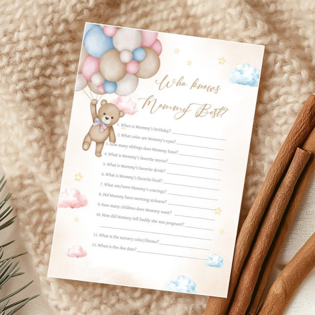 We Can Bearly Wait Gender Reveal Who knows Game (Bear Gender Reveal Game)