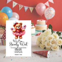 We Can Bearly Wait Girl Baby Shower Invitation Inbjudningar