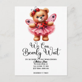 We Can Bearly Wait Girl Baby Shower Invitation Vykort