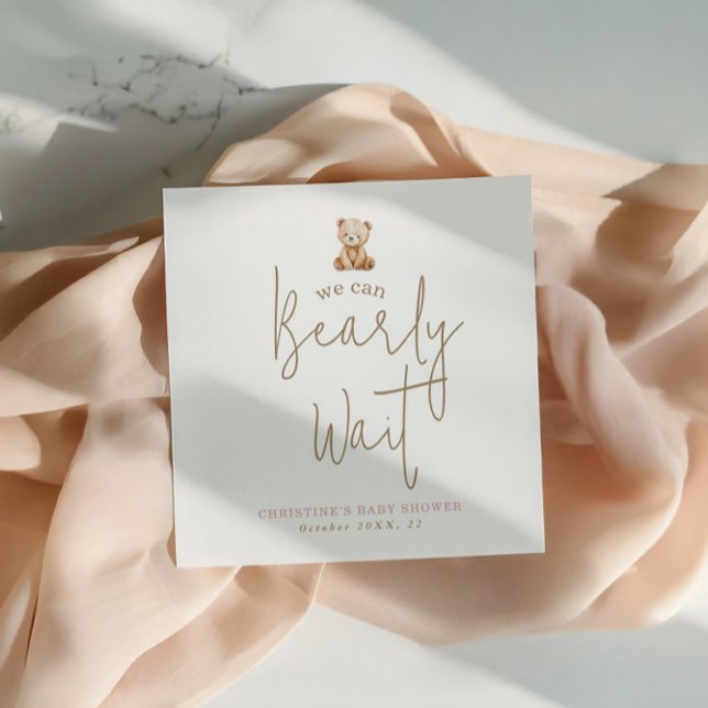  We Can Bearly Wait Minimalist Baby Shower Napkins Pappersservett (Skapare uppladdad)