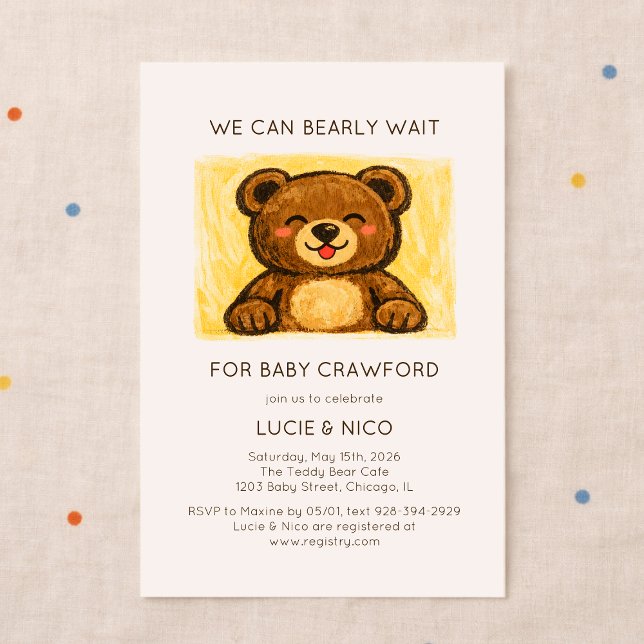 We Can Bearly Wait! Modern Hand Drawn Baby Shower Inbjudningar (Skapare uppladdad)