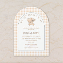 We Can Bearly Wait Neutral Gingham Baby Shower