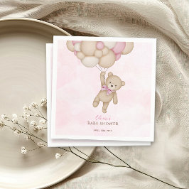 We Can Bearly Wait Pink Baby Shower Pappersservett