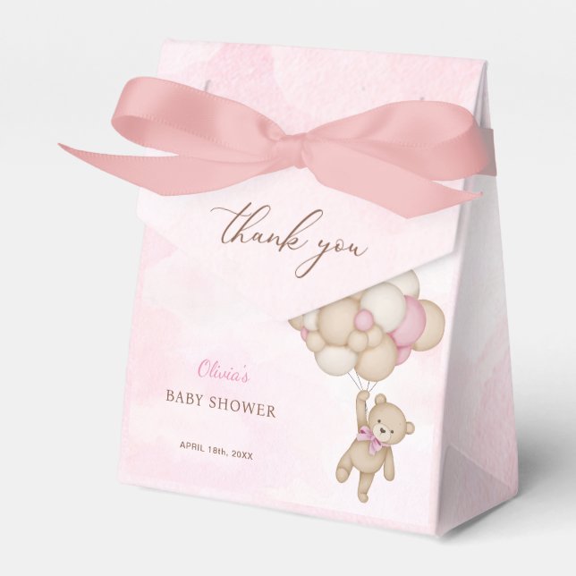 We Can Bearly Wait Pink Baby Shower Thank You Presentaskar (Framsidan Sidan)