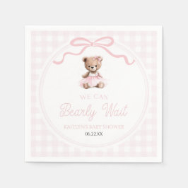 We Can Bearly Wait Pink Teddy Bear Baby Shower Pappersservett
